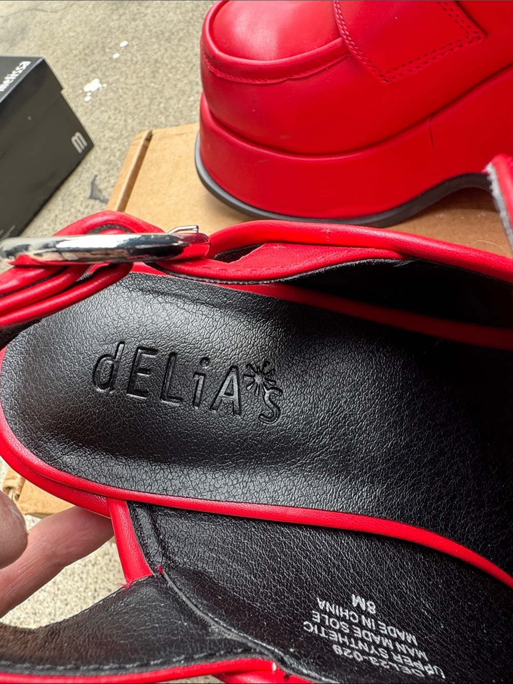Delia’s Platform Slingback Loafer Sandals in Red - Picture 4 of 5